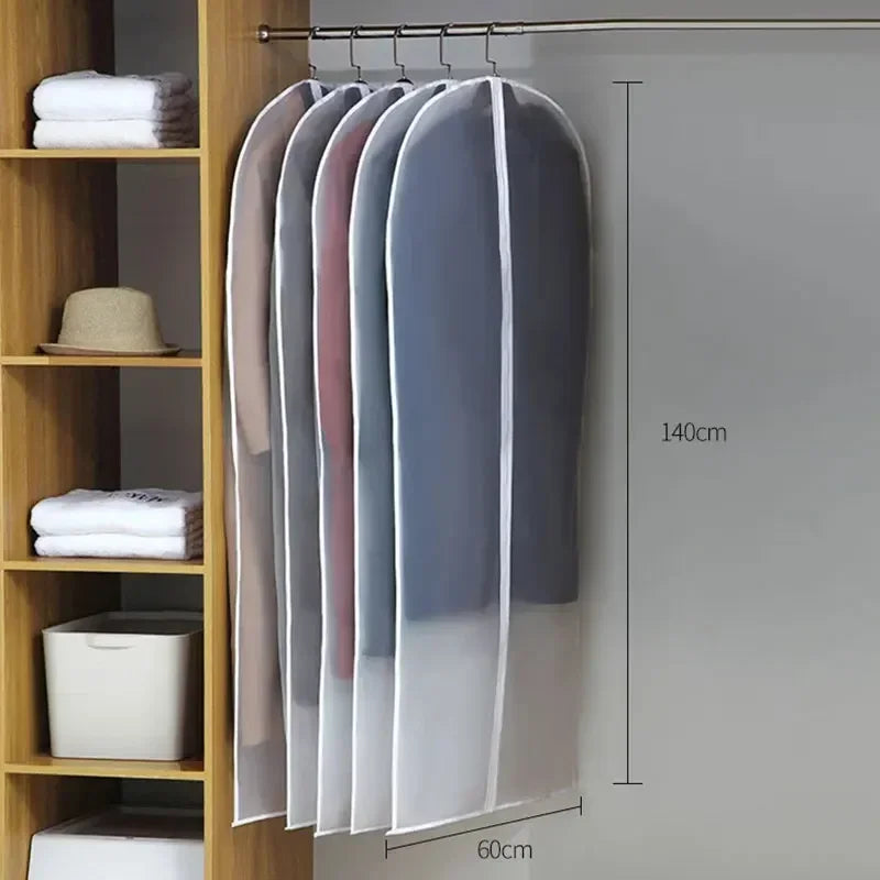 1-5PCS Clothes Dust Cover Transparent Thickened Washable Dust Bag PEVA Household Dust Cover Coat Suit Cover Hanging Clothes Bag