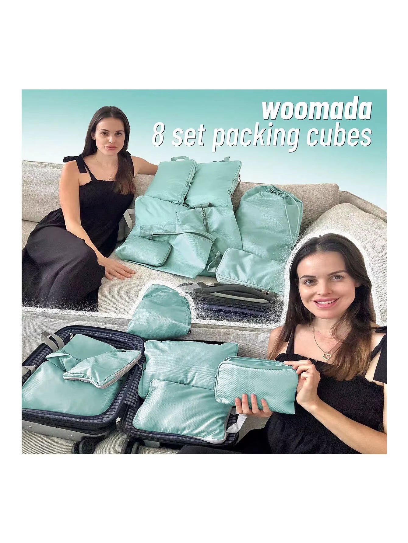 Set Compressible Packing Travel Storage Bag Cubes Waterproof Suitcase Nylon Portable with Handbag Luggage Organizer
