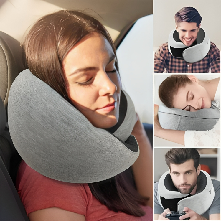 Memory Foam Travel Neck Pillow – Adjustable U-Shaped Headrest for Car & Airplane