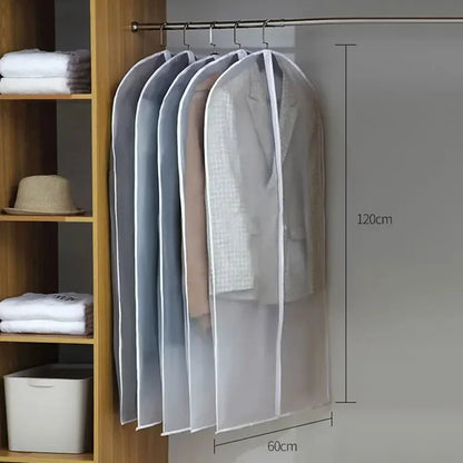 1-5PCS Clothes Dust Cover Transparent Thickened Washable Dust Bag PEVA Household Dust Cover Coat Suit Cover Hanging Clothes Bag