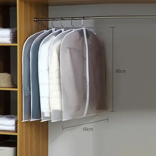 1-5PCS Clothes Dust Cover Transparent Thickened Washable Dust Bag PEVA Household Dust Cover Coat Suit Cover Hanging Clothes Bag