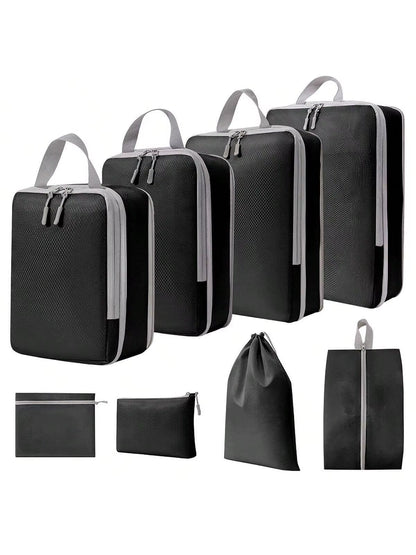 Set Compressible Packing Travel Storage Bag Cubes Waterproof Suitcase Nylon Portable with Handbag Luggage Organizer