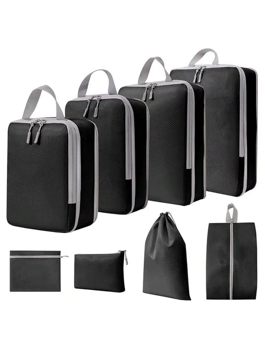 Set Compressible Packing Travel Storage Bag Cubes Waterproof Suitcase Nylon Portable with Handbag Luggage Organizer