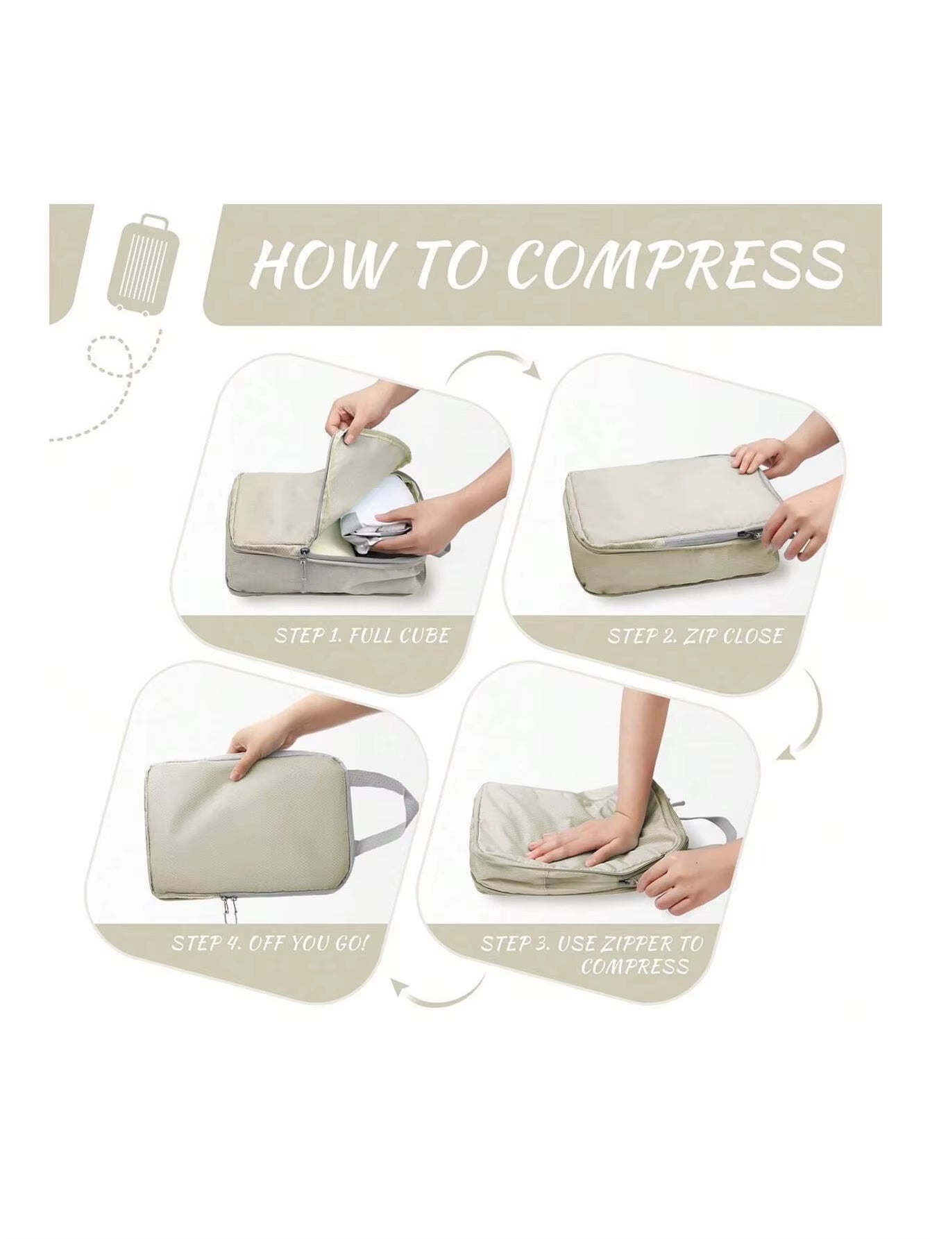 Set Compressible Packing Travel Storage Bag Cubes Waterproof Suitcase Nylon Portable with Handbag Luggage Organizer