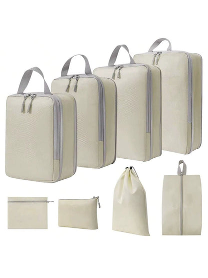 Set Compressible Packing Travel Storage Bag Cubes Waterproof Suitcase Nylon Portable with Handbag Luggage Organizer